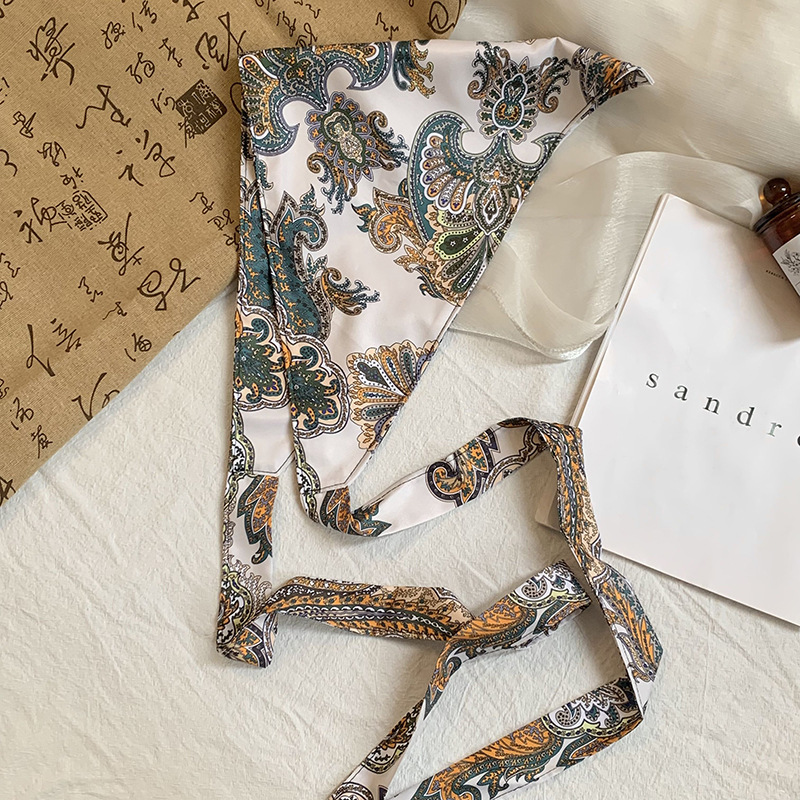 Toalla triangular, sello de cintura de verano, cintura, cortina de pedos, flor de anacardo, bufanda de seda de alta calidad, pañuelo en la cabeza, cinta para el cabello, fábrica de procesamiento personalizada