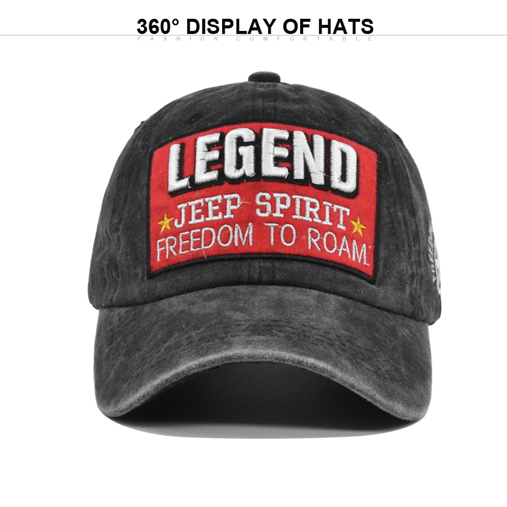 3D Sting LEGEND Baseball Geborduurde Duck Tongue Gewassen Oude Zonneklep Gebogen Dakrand Hoed_voghion.com