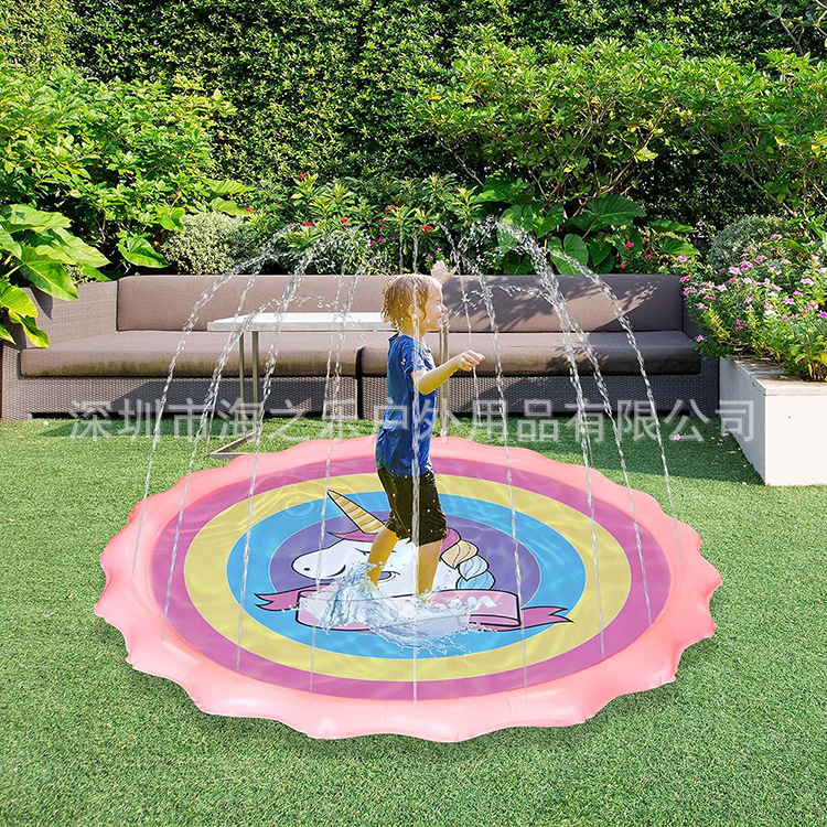 Fábrica en stock PVC infláble sprinkler cojín para niños sprinkler mascotas letras delfin infláble conveniente patio al aire libre