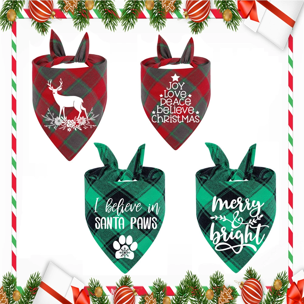 Завод в наличии трансграничная эксклюзивный хлопок плед ПЭТ треугольник полотенце собака слюны полотенце Рождественское полотенце слюны оптом