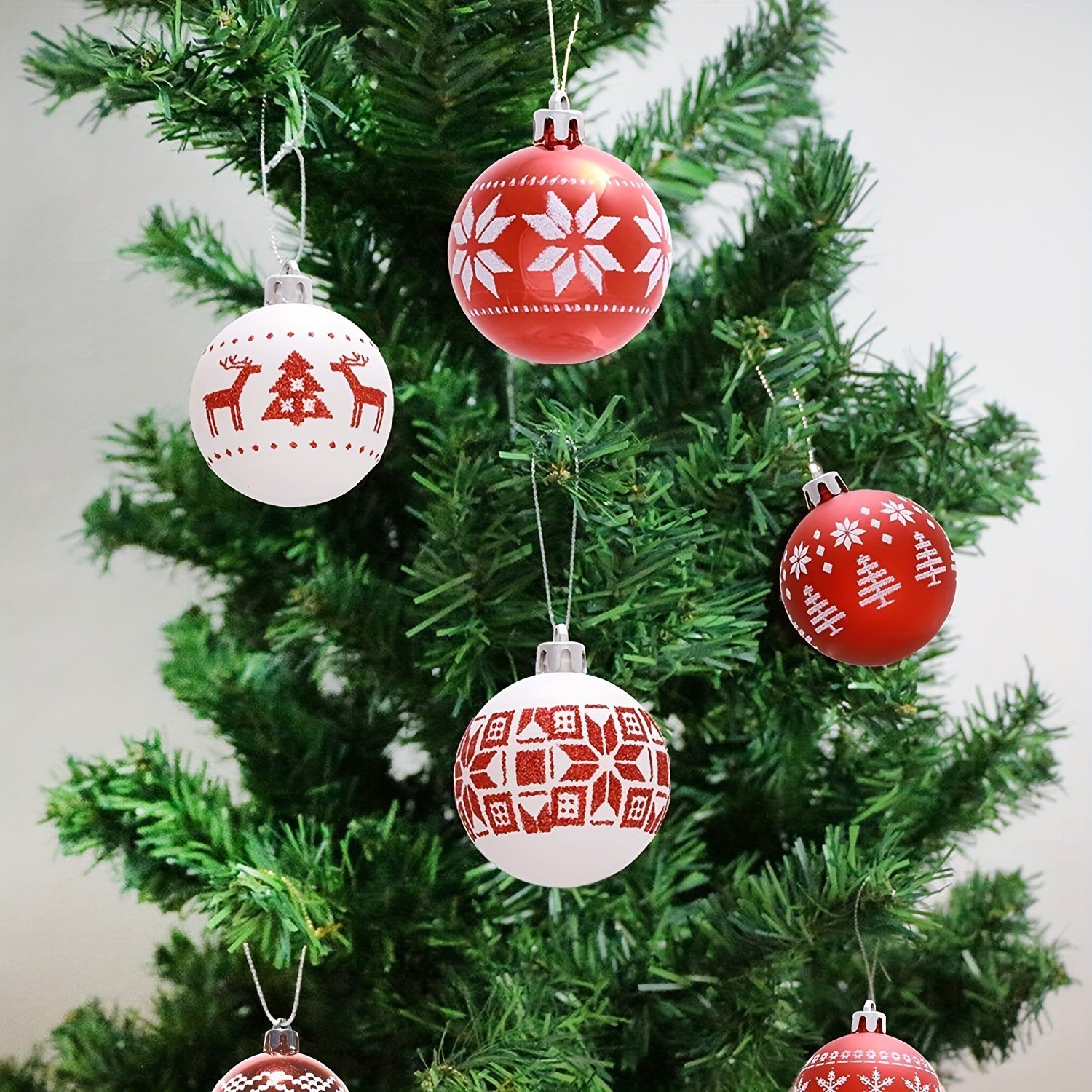 Nuevo juego de bolas de Navidad 5cm6cm juego 24pcs copo de nieve árbol de Navidad decoración fiesta vestir bola de Navidad