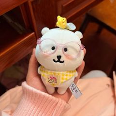 格子自嘲熊娃衣10cm围兜13厘米口水巾三角巾眼镜棉花娃娃衣服配饰