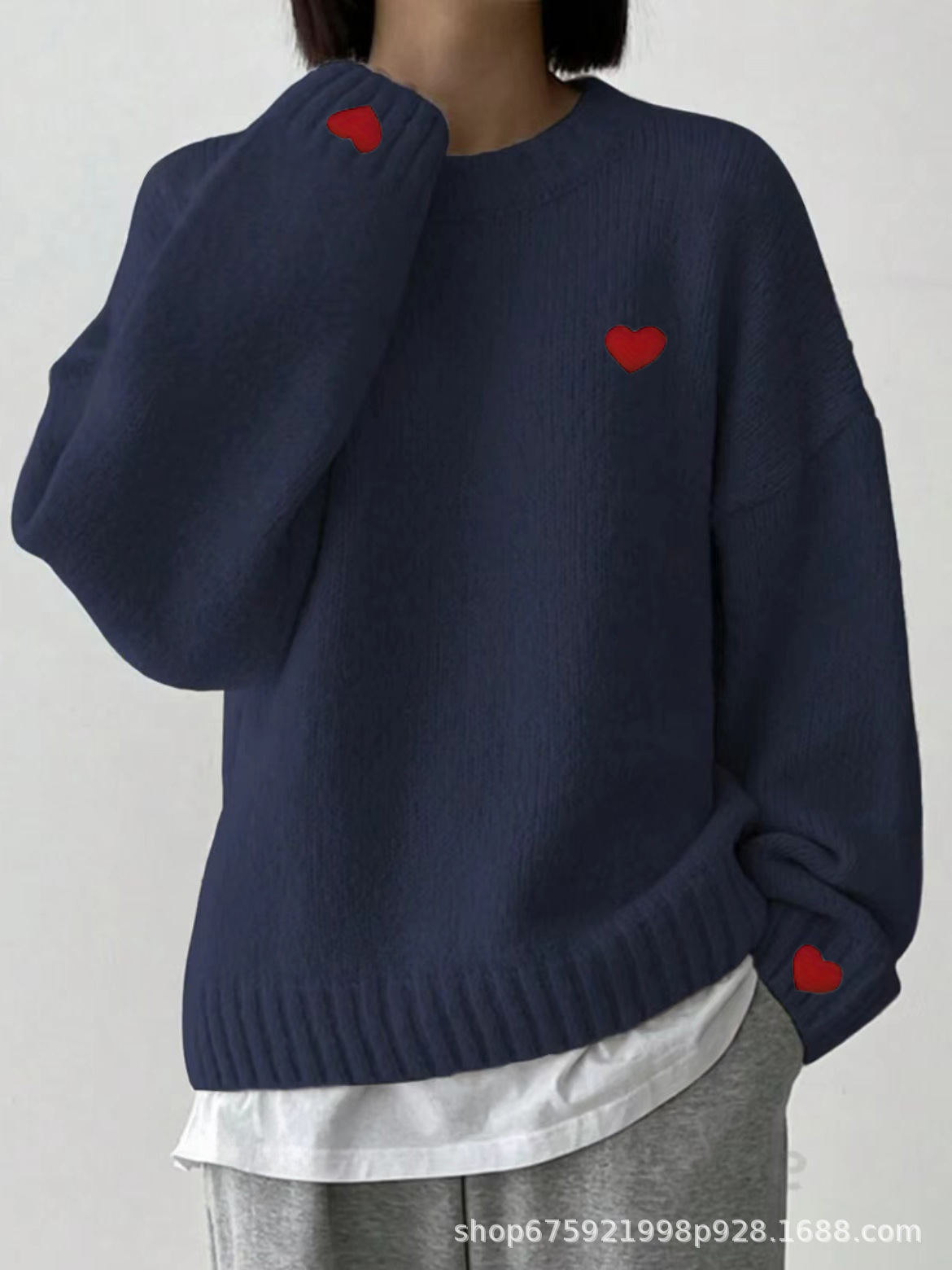 Light Blue Pullover Knitted Sweater