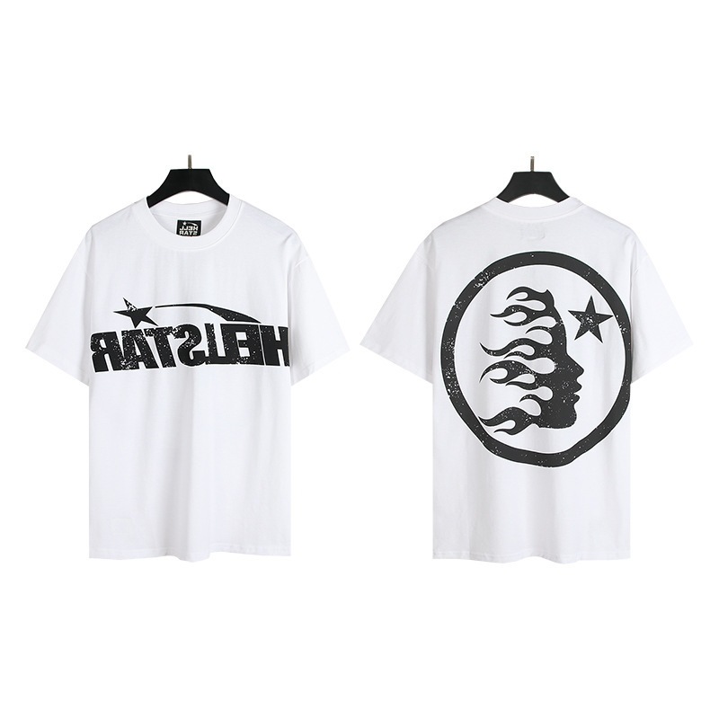 高品质欧美潮牌Hellsta嘻哈印花高品质纯棉短袖男女街潮嘻哈T恤