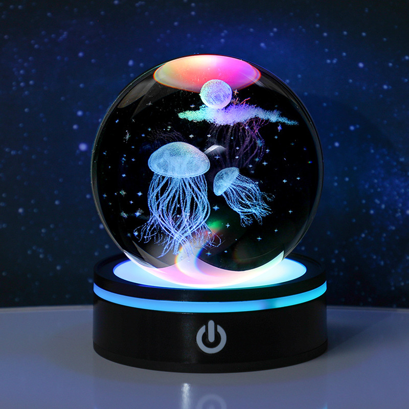 跨境发光银河系星空水晶球小夜灯触摸电池底座创意学生生日礼物|undefined