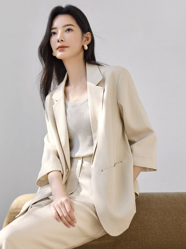ファッション減齢デザイン感スーツのズボン2点セット女性2025春のフランス気質高級感ズボンカバー|undefined