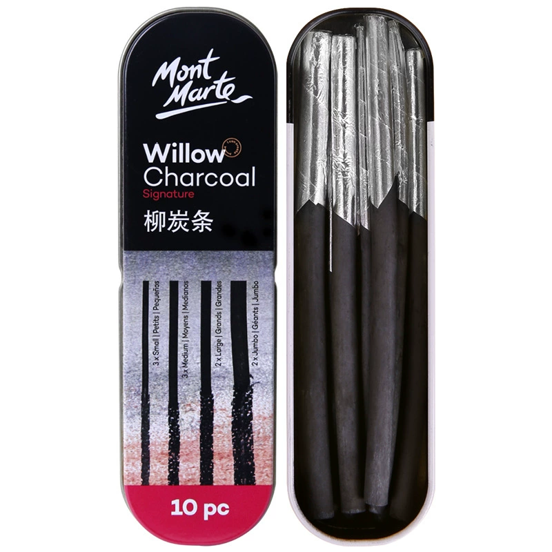 蒙玛特 Sketch willow charcoal strip is easy to color soft and soft, hard drawing carbon rod art sketch sketch sketching penalt