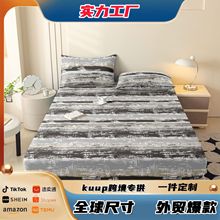 跨境外贸卡通印花床笠防尘亲肤床罩床单枕套定制床垫保护套