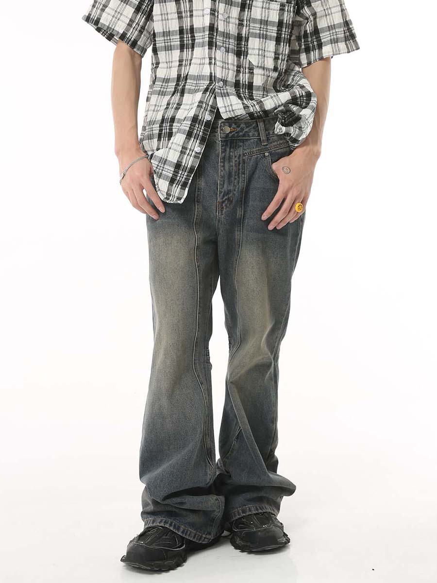 Mtlclothes ropa de Hombre | 2023 cuatro estaciones nuevo casual Hong Kong estilo retro apenado flaco jeans