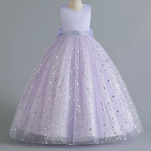 女童礼服晚礼服印花亮片后背蝴蝶结无袖公主裙甜美连衣裙网纱蓬蓬