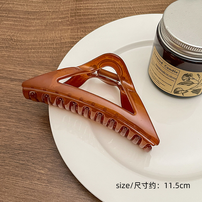 Milk Brown horquilla grande hacia atrás cabeza clip de pelo tocado de las mujeres principios de primavera de alto grado updo tiburón horquilla