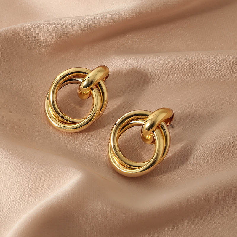 28# Double-layer Circle Stud Earrings