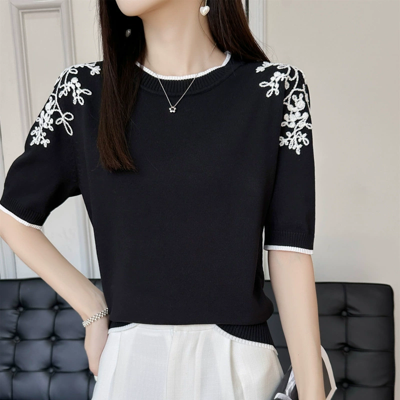 24-летние новые трикотажные футболки с короткими рукавами с круглым вырезом