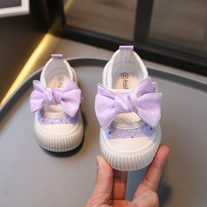 Per bambini 2024 Primavera e Autunno Nuova edizione coreana casual Scarpe con bocca quadrata in tela per ragazza 1-3 anni_voghion.com