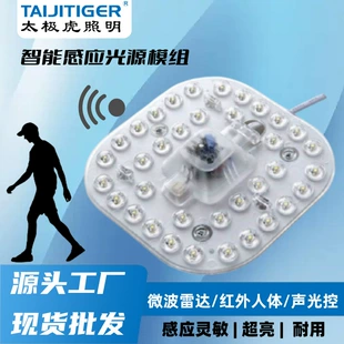 LED ceiling sensor light, sound and radar induction, 12–24 W, round and square panels