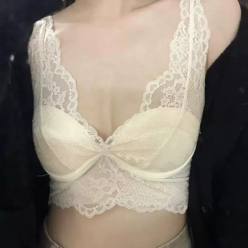 Тонкий дышащий sexy беспроводной бюстгальтер, футболка, нижнее белье, французский стиль, красивая спинка