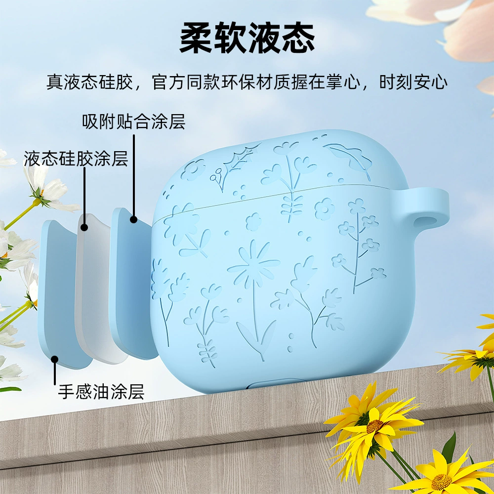 Силиконовый защитный чехол для AirPods (AirPods 4 / Pro3 / 1/2), однотонный цвет с вариантами ремешка
