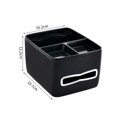 Car Tissue Box Trash Can Two-in-One Armrest Box Strap Type Multifunctional Beverage Sundries Car Storage Box (Car tissue box/set) - black