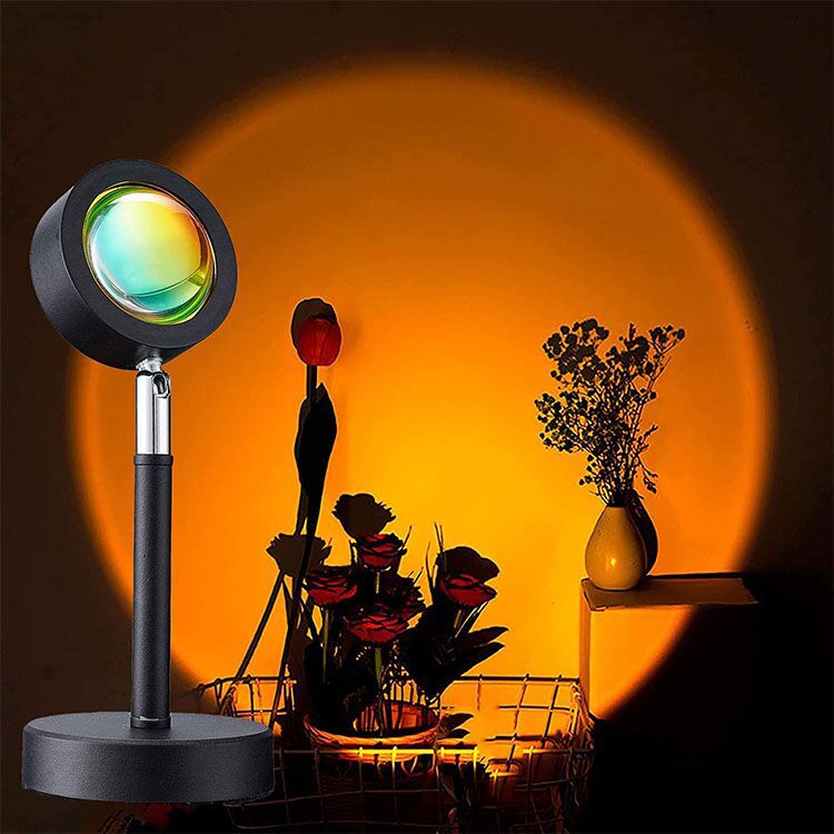 Internet Celebrity Sunset Lamp USB Rechargeable Desk Lamp Sunset Rainbow Projection Sunset Lamp Popular Background Atmosphere Sunset Lamp