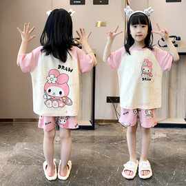 女童睡衣夏季新款短袖薄款宽松公主风中大童女孩家居服套装可外穿