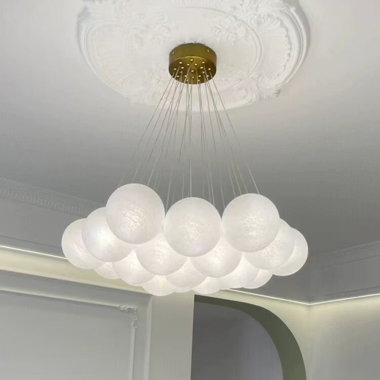 Moon Lamp Planet Balloon Lamp Bubble Glass French Light Luxury Cross-Border Lamp Cloud Children's Bedroom Lamp Living Room Chandelier