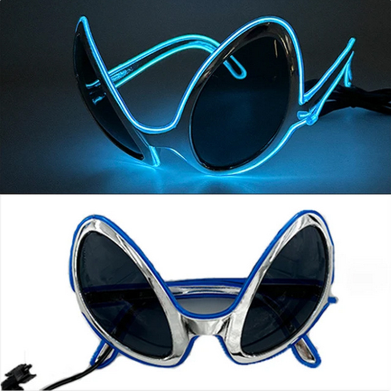 Líder verde alienígena brillante gafas creativas fiesta de Halloween gafas de escultura de arena extrañas image 8