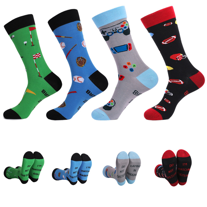Amazon Gaming European Size Gaming Socks Blue Sweat-Absorbent Women's Letter Cotton Mid-Calf Socks Men's Funny Socks Socks