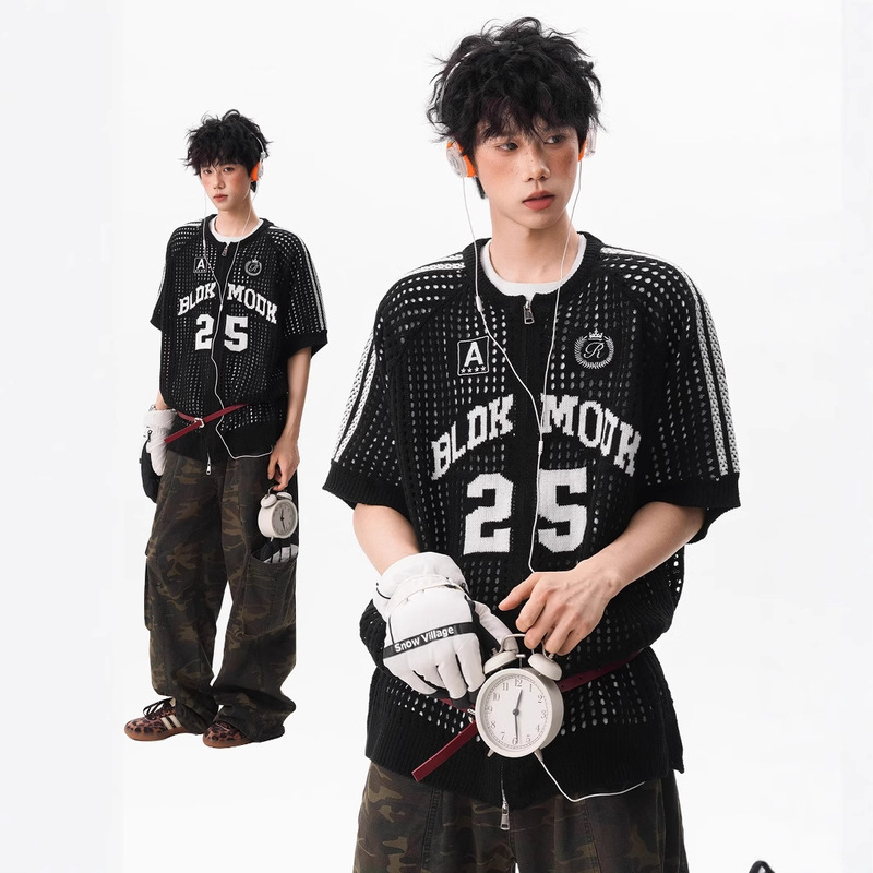 Hollow Cool Jersey Knitted Short-Sleeved Men's and Women's 2025 Summer Trendy Versatile Loose Design Couple Sun Protection Blouse