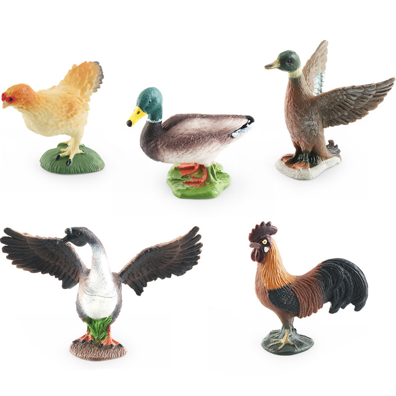 Simulación de exportación transfronteriza granja aves de corral pollo pato ganso modelo cognitivo de los niños pollo pato ganso decoración adornos de escritorio estáticos