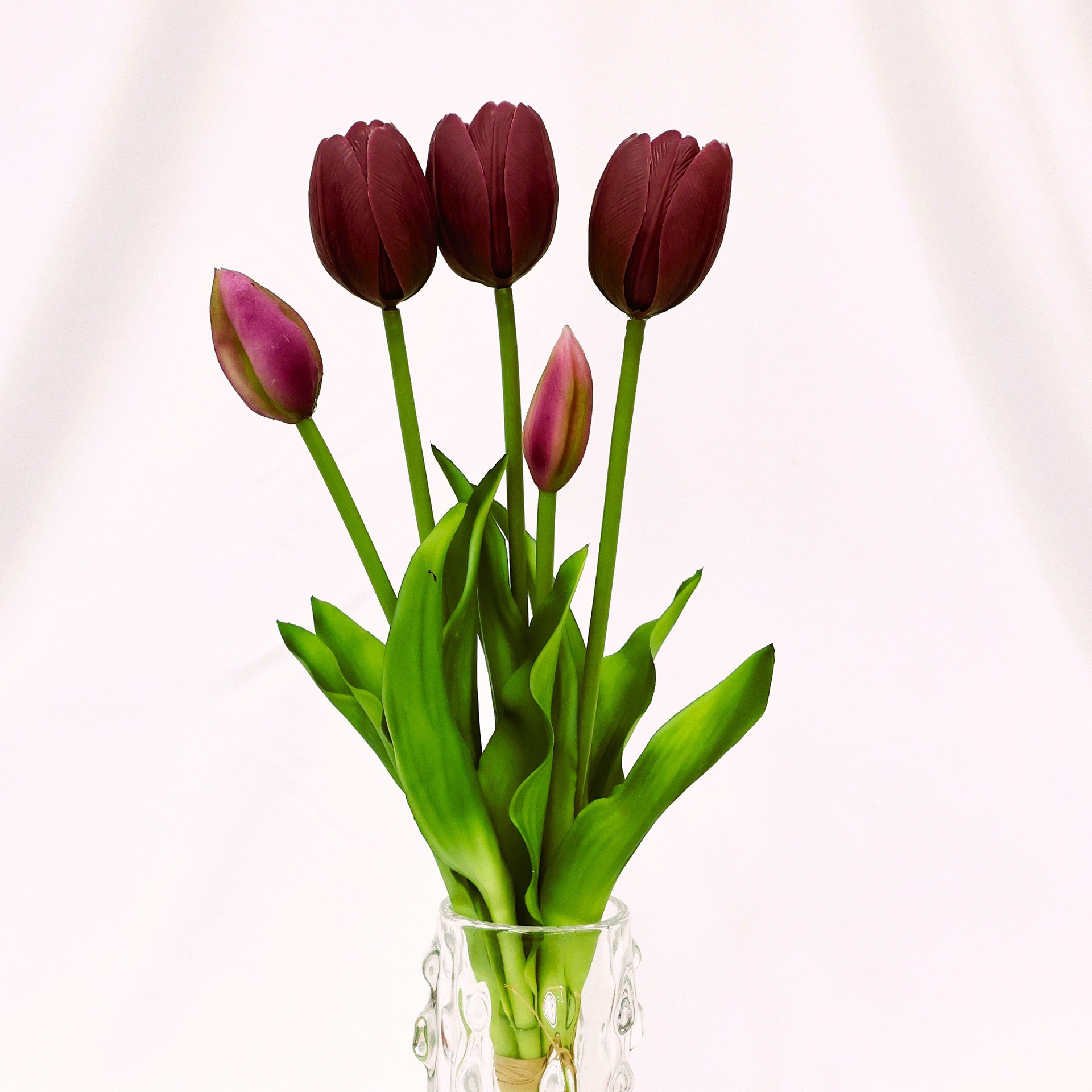 Simulación de flores de tulipas de goma blanda PE látex de goma de goma de flores de tulipas Simulación de flores humectantes 5 tulipas