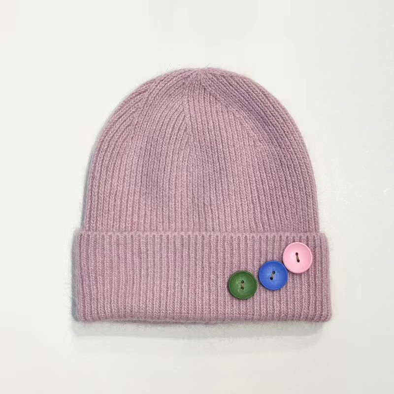 Unisex Preppy Style Simple Style Solid Color Button Eaveless Wool Cap display picture 4
