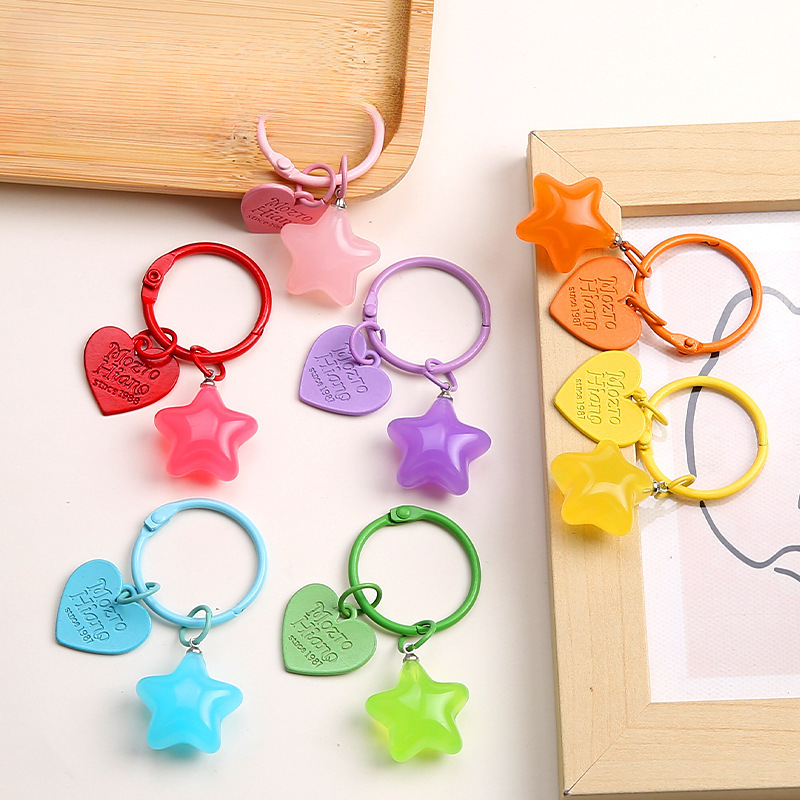 五角星亚克力钥匙扣挂件多巴胺耳机套挂饰小清新情侣包包装饰