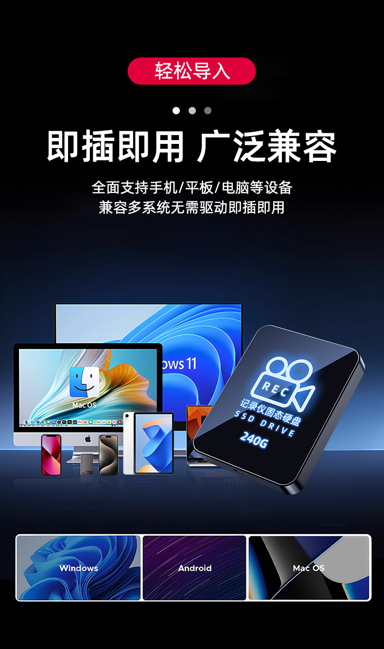 Car dashcam solid state drive 120G, dedicated hard drive for sentinel mode, 3.1 high speed