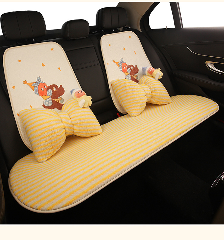 Winter Plush Thickened Car Seat Cushion Cartoon Five-Seat Universal