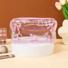 透明印花蝴蝶结化妆包大容量PVC防水洗漱包韩版便携旅行收纳洗漱