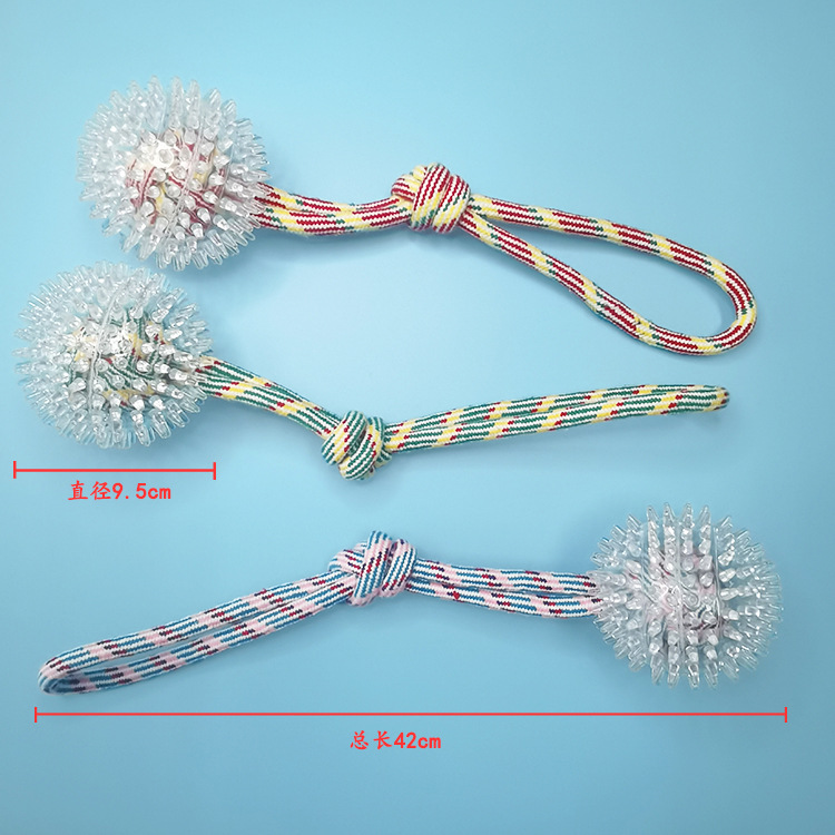 Nuevo juguete transfronterizo para perros Bola de cuerda de algodón tejida a mano bola Thorn bola resistente a los mordiscos entrenamiento molar juguete interactivo para mascotas