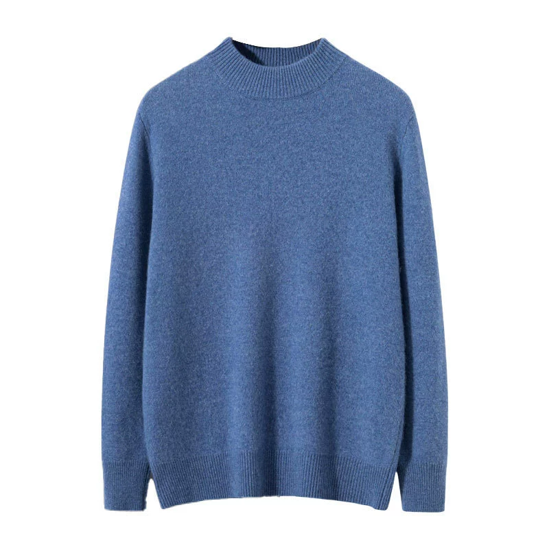 Colored cashmere fashionable knitted sweater, increased thickness, high collar