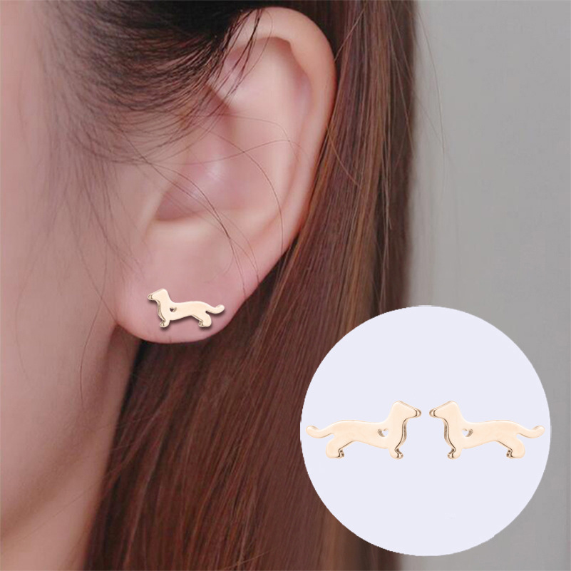 Fashion Dog Stainless Steel Earrings Ear Studs Plating No Inlaid Stainless Steel Earrings