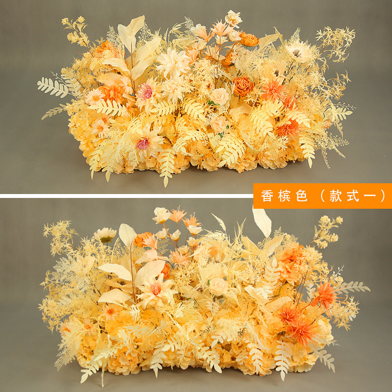 結婚式の道具の青い結婚式のシミュレーションの花の列の花の三角の花の列は造花の舞台の装飾の大きい赤色を配置します。|undefined