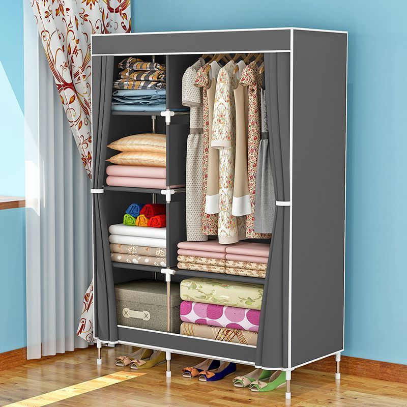 Cloth Wardrobe New Model 2025 Popular Home Bedroom Simple Wardrobe Rental Room with Strong and Durable Artifact Clothes Hanger