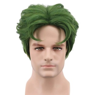 Halloween Party Wig Men's and Women's Mid Short Hair Green cos Clown Anime Wig Stage Performance Headgear