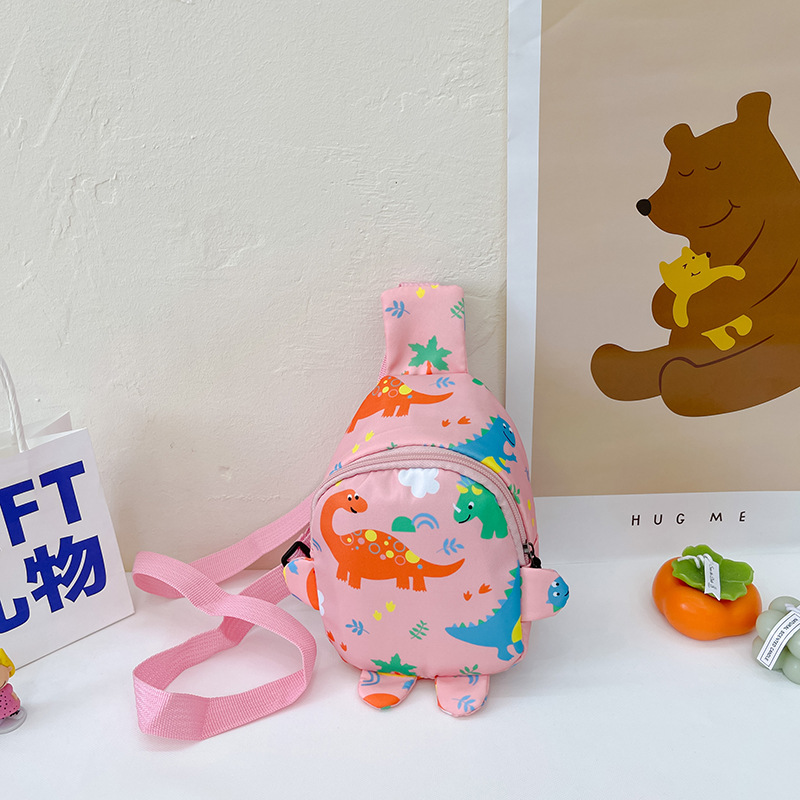 Bolso de pecho para niños 2022 primavera y verano nuevo bolso de hombro impreso de dibujos animados para niños y niñas lindo dinosaurio pequeño bolso de hombro moda