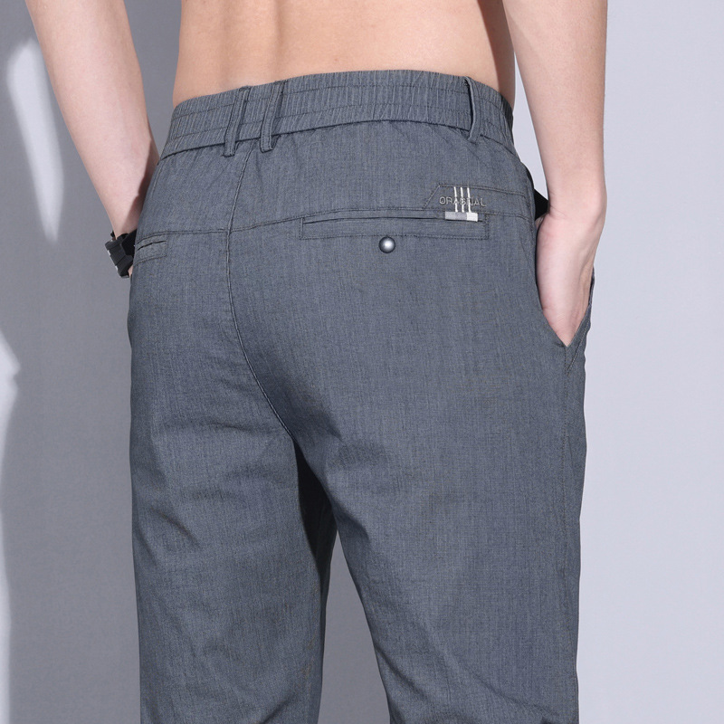 Summer Thin Men's Casual Pants, Loose Straight Korean Style Elastic High-End Light Business Men's Pants, Versatile Trendy Trousers