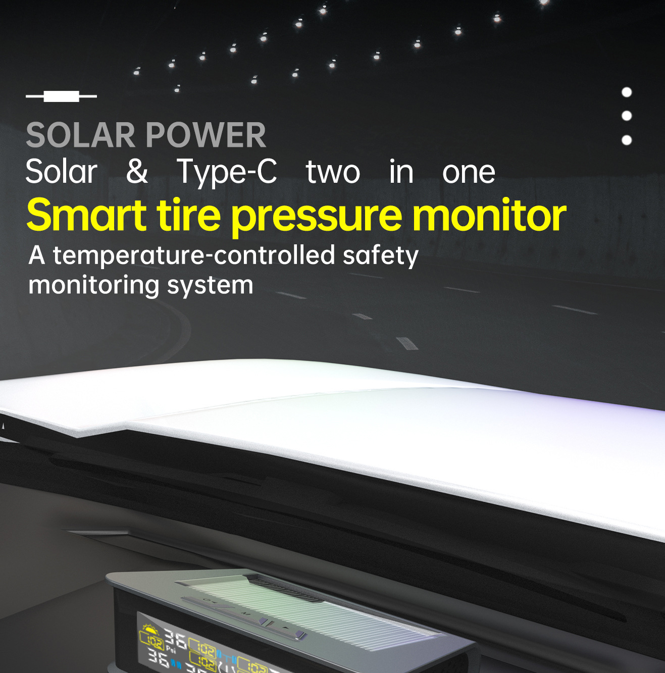 T15-6 Tire Pressure Monitor Solar-Powered Tire Pressure Monitoring System for Rvs and Cars