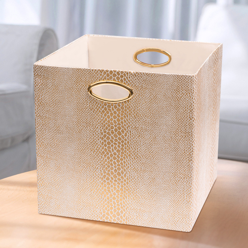 ins加厚迷你桌面收纳简约儿童玩具杂物收纳篓棉麻折叠办公收纳盒
