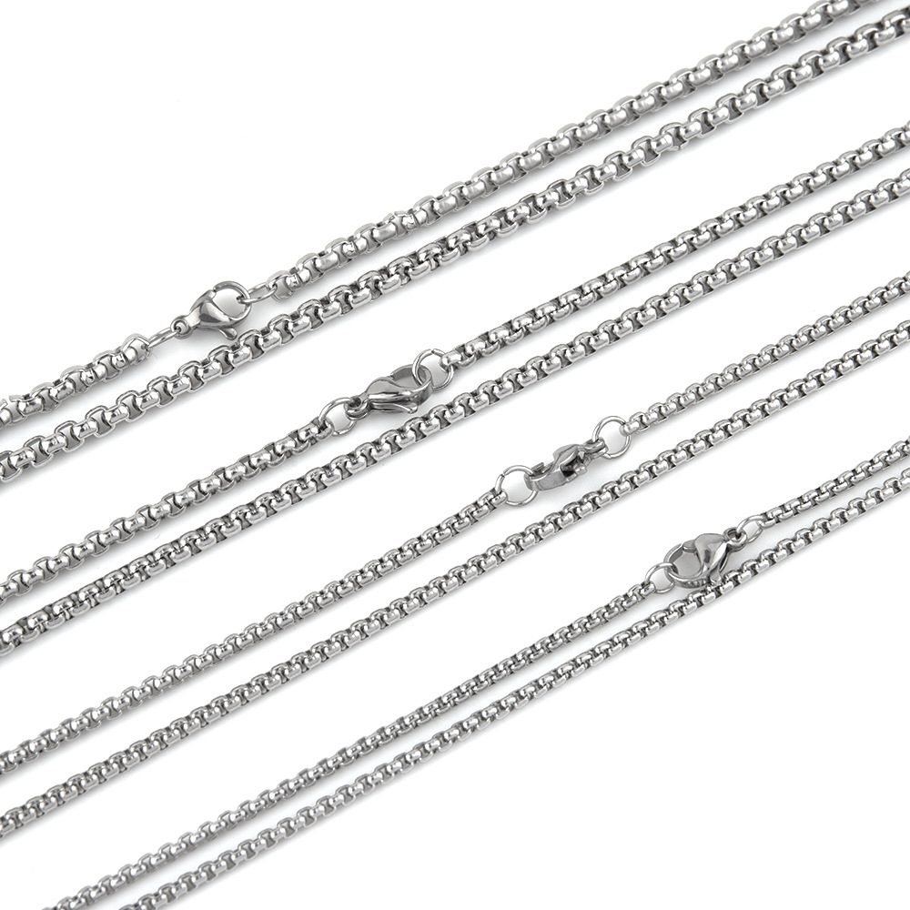 Edelstahlkette mit quadratischen Perlen, Herrenhalskette, trendiger Hip-Hop, Schmuckzubehör aus Titanstahl, Kette und Schlaufe_voghion.com