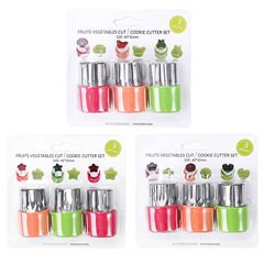 Stainless steel cookie mold 3-piece set with fruit and vegetable stamping and floral cutting tools, small kitchen baking tools