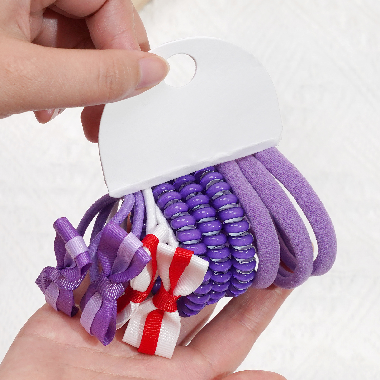 电话线皮筋组合紫色3