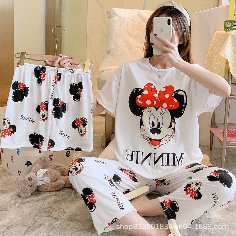 Pijamas transfronterizos de leche de verano pantalones de manga corta tres piezas de dibujos animados lindos ropa de hogar de comercio exterior de labu