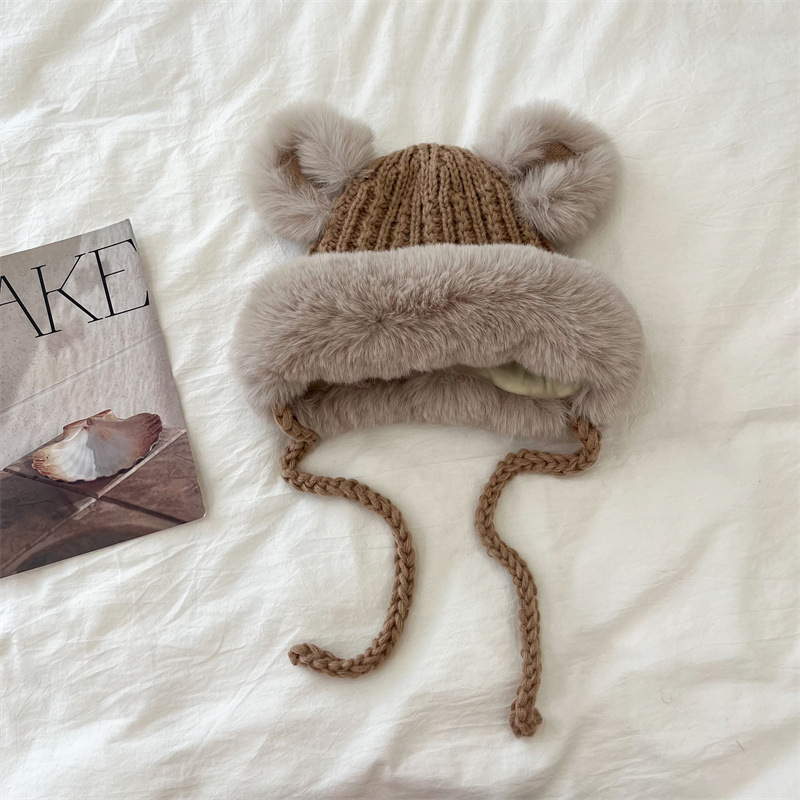 Unisex Children's hats Winter boys and girls ins plus cashmere knitted plush Lei Feng hat ear protection hat_voghion.com